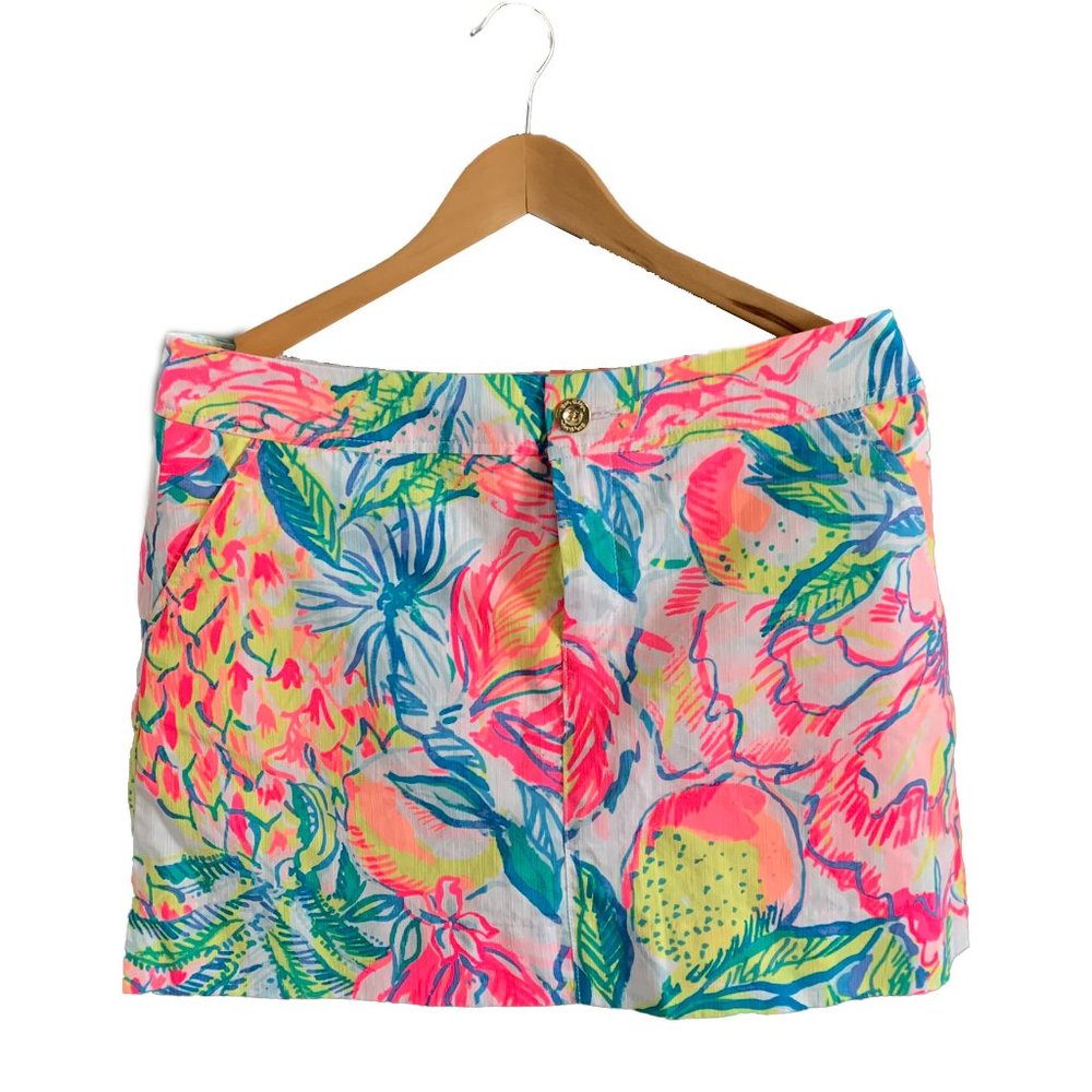 Lilly Pulitzer Neon Floral Print Skort - Pink, Green, Blue